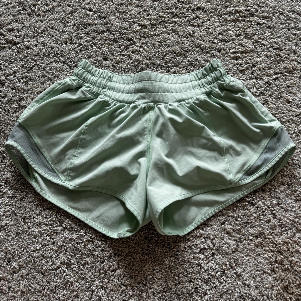 mint green Lululemon shorts